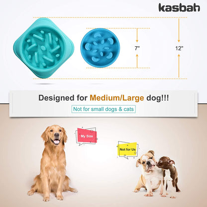 KASBAH Large Dog Bowl, Puzzle Slow Feeder Dog Bowl for Large Dog Interactive Bloat Stop anti Choking Dog Food Bowl