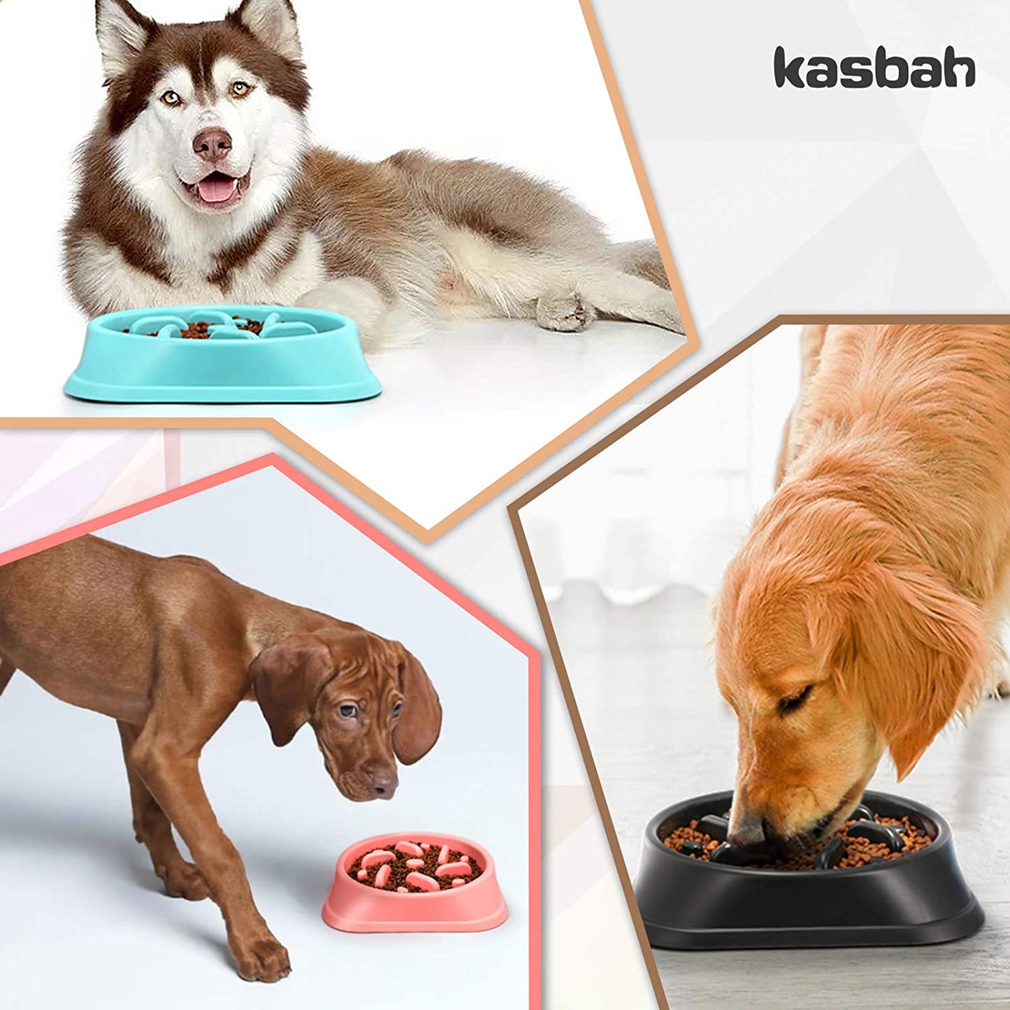 KASBAH Large Dog Bowl, Puzzle Slow Feeder Dog Bowl for Large Dog Interactive Bloat Stop anti Choking Dog Food Bowl