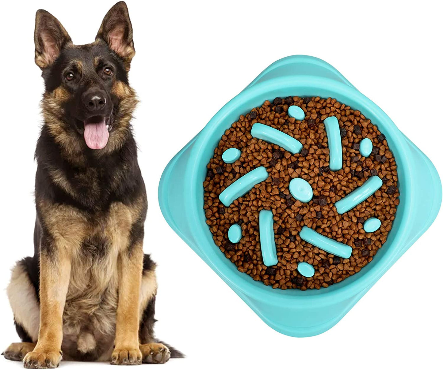 KASBAH Large Dog Bowl, Puzzle Slow Feeder Dog Bowl for Large Dog Interactive Bloat Stop anti Choking Dog Food Bowl