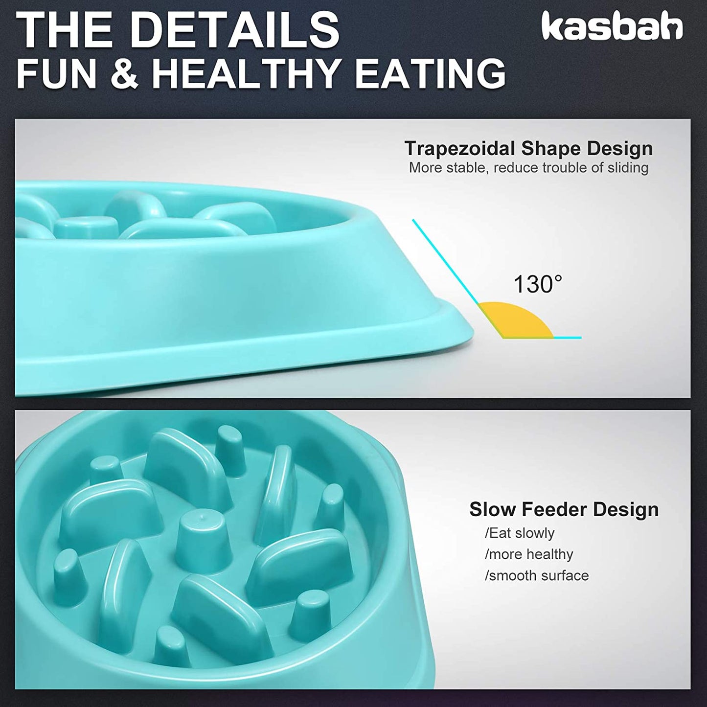 KASBAH Large Dog Bowl, Puzzle Slow Feeder Dog Bowl for Large Dog Interactive Bloat Stop anti Choking Dog Food Bowl