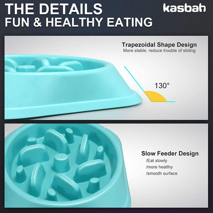 KASBAH Large Dog Bowl, Puzzle Slow Feeder Dog Bowl for Large Dog Interactive Bloat Stop anti Choking Dog Food Bowl